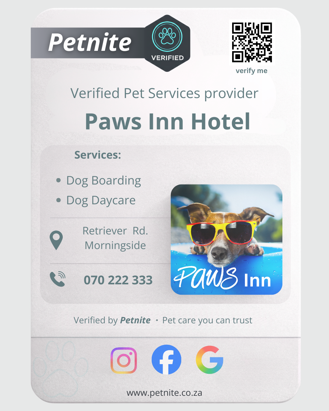 Petnite Verified Card